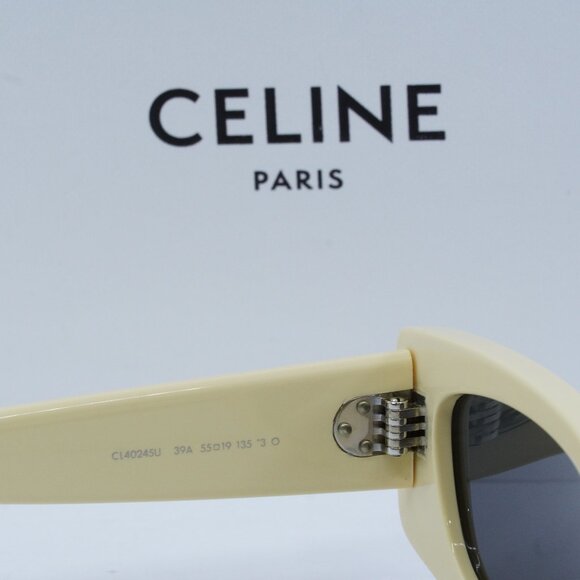 Celine CL40245U 39A Rectangle Sunglasses - Shiny Butter/Smoke - Picture 9 of 13